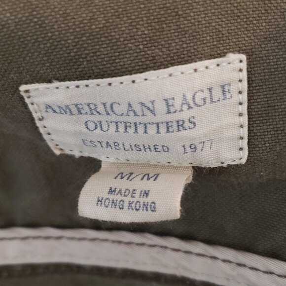American Eagle Denim Military Jacket Size M Cropped Brown Button Front - Picture 9 of 9